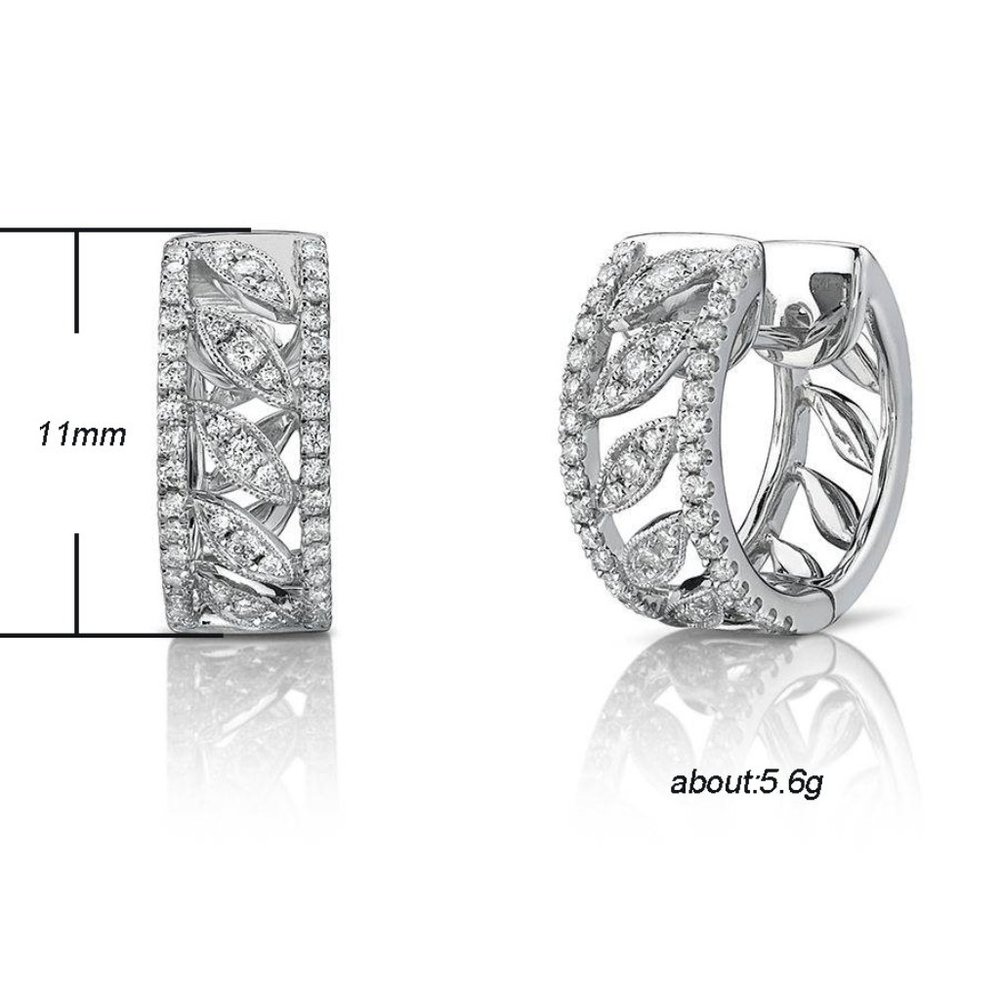 "High Quality Luxury 925 Silver Plated White Hoop Earrings, FB16FA1144 - Picture 10 of 10